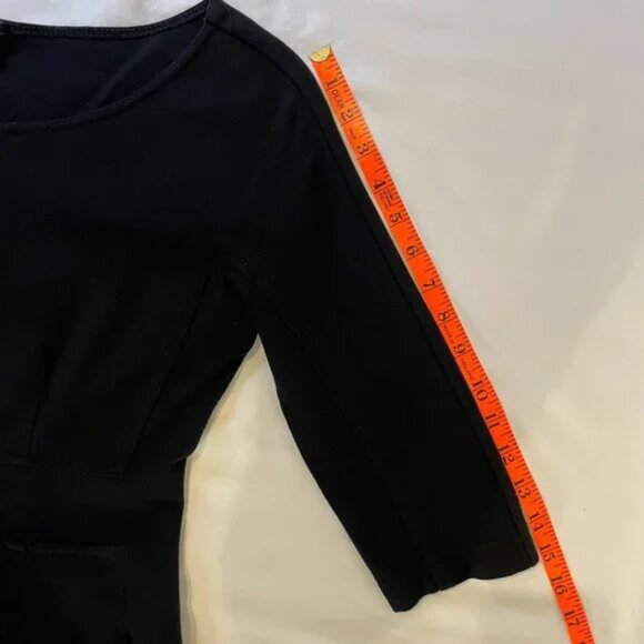 Theory Luanne Ponte Knit Dress 3/4 Sleeves Mini Black Round Neck Size M - Picture 11 of 14